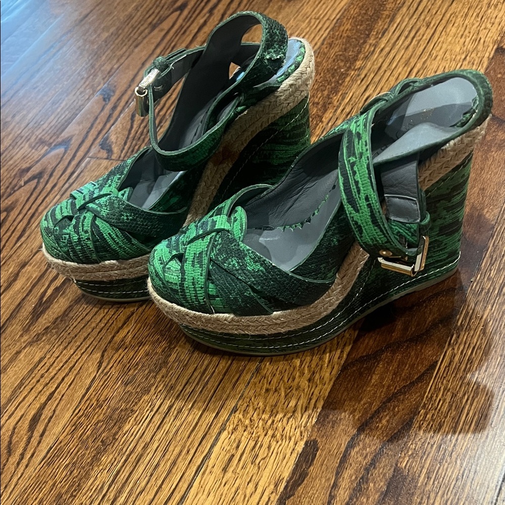 Green Patterned Espadrille Wedge Sandals - Unbranded - Picture 4 of 9